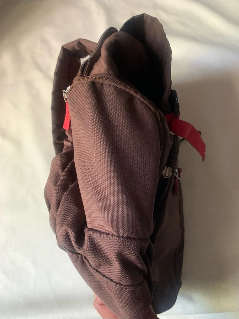 Brown and Red Canvas Men's Backpack - Casual Daypack
